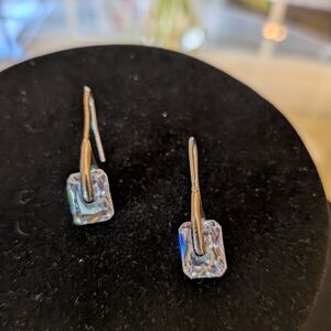 Elegant Silver Floating Crystal Drop Earrings